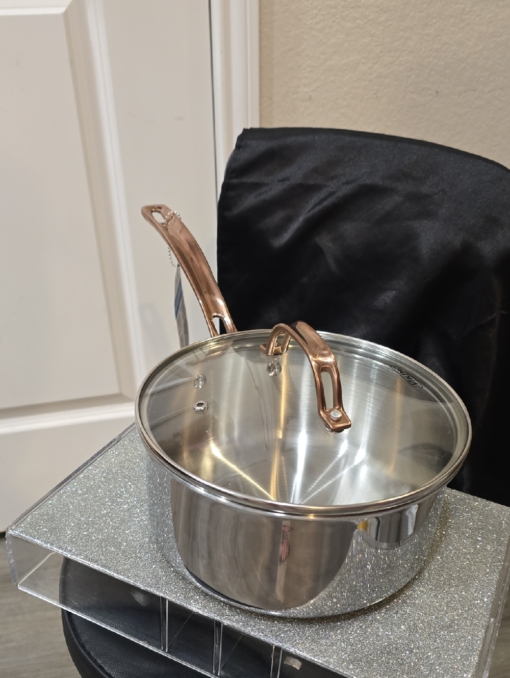 Viking 3-Ply PVD Stainless Steel 3QT Saucepan w/Lid & Copper Handle - Picture 6 of 11